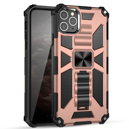 For iPhone 11 Pro Max Armor Shockproof TPU + PC Magnetic Protective Case with Holder(Rose Gold)-garmade.com