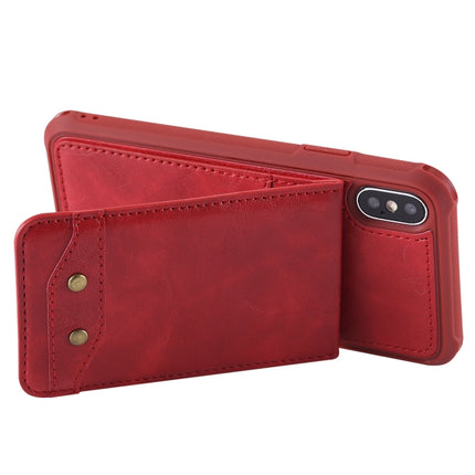 For iPhone XS / X Vertical Flip Shockproof Leather Protective Case with Long Rope, Support Card Slots & Bracket & Photo Holder & Wallet Function(Red)-garmade.com