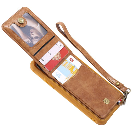 For iPhone XS / X Vertical Flip Shockproof Leather Protective Case with Long Rope, Support Card Slots & Bracket & Photo Holder & Wallet Function(Brown)-garmade.com