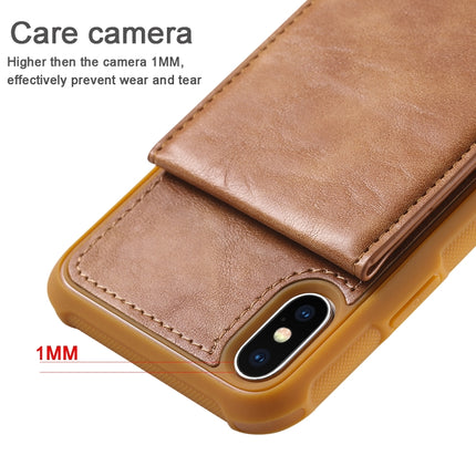 For iPhone XS / X Vertical Flip Shockproof Leather Protective Case with Long Rope, Support Card Slots & Bracket & Photo Holder & Wallet Function(Brown)-garmade.com
