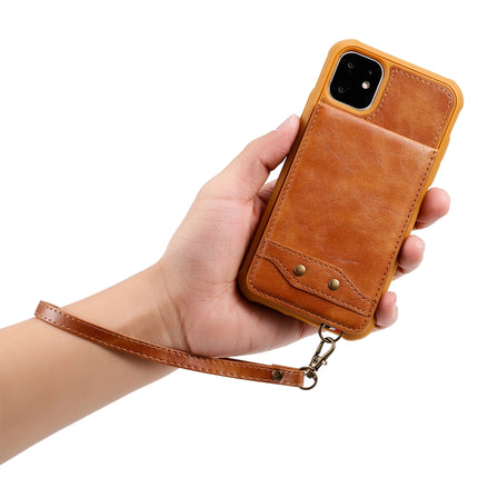 Vertical Flip Shockproof Leather Protective Case with Long Rope, Support Card Slots & Bracket & Photo Holder & Wallet Function(Black)-garmade.com