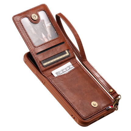 For iPhone 11 Pro Vertical Flip Shockproof Leather Protective Case with Long Rope, Support Card Slots & Bracket & Photo Holder & Wallet Function(Coffee)-garmade.com