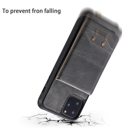 For iPhone 11 Pro Vertical Flip Shockproof Leather Protective Case with Long Rope, Support Card Slots & Bracket & Photo Holder & Wallet Function(Grey)-garmade.com