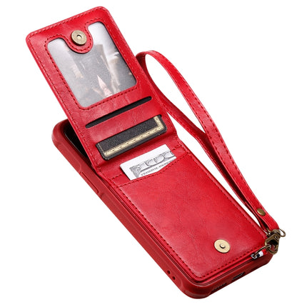 For iPhone 11 Pro Vertical Flip Shockproof Leather Protective Case with Long Rope, Support Card Slots & Bracket & Photo Holder & Wallet Function(Red)-garmade.com