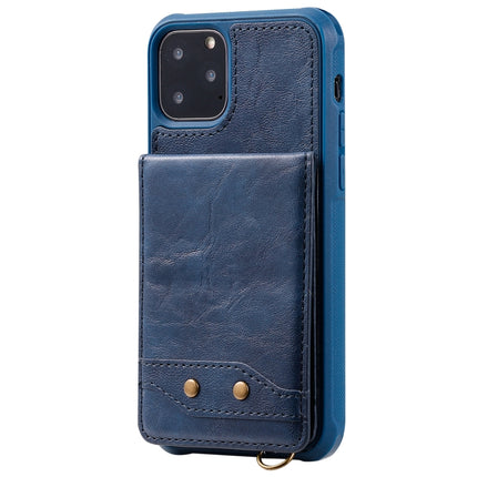 For iPhone 11 Pro Vertical Flip Shockproof Leather Protective Case with Long Rope, Support Card Slots & Bracket & Photo Holder & Wallet Function(Blue)-garmade.com