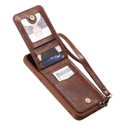 For iPhone 11 Pro Max Vertical Flip Shockproof Leather Protective Case with Long Rope, Support Card Slots & Bracket & Photo Holder & Wallet Function(Coffee)-garmade.com