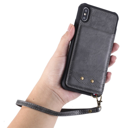 For iPhone XS Max Vertical Flip Shockproof Leather Protective Case with Long Rope, Support Card Slots & Bracket & Photo Holder & Wallet Function(Red)-garmade.com
