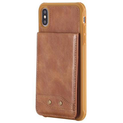 For iPhone XS Max Vertical Flip Shockproof Leather Protective Case with Long Rope, Support Card Slots & Bracket & Photo Holder & Wallet Function(Brown)-garmade.com