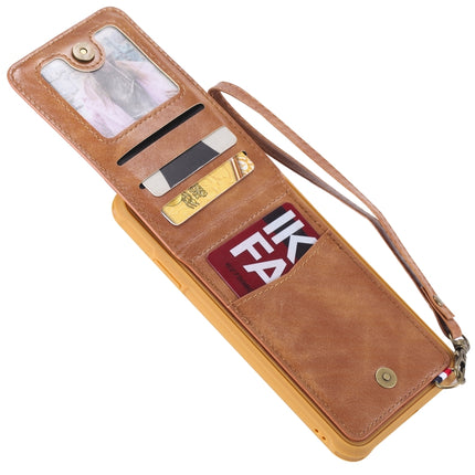 For iPhone XS Max Vertical Flip Shockproof Leather Protective Case with Long Rope, Support Card Slots & Bracket & Photo Holder & Wallet Function(Brown)-garmade.com