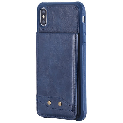For iPhone XS Max Vertical Flip Shockproof Leather Protective Case with Long Rope, Support Card Slots & Bracket & Photo Holder & Wallet Function(Blue)-garmade.com