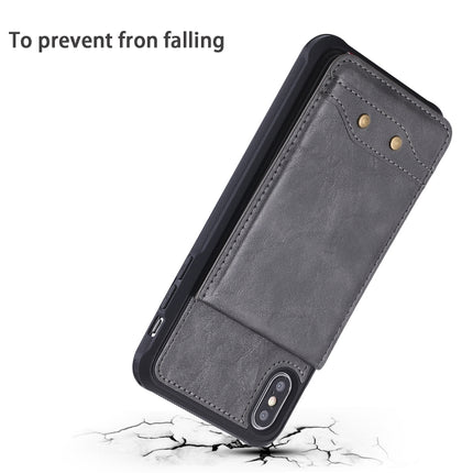 For iPhone XS Max Vertical Flip Shockproof Leather Protective Case with Long Rope, Support Card Slots & Bracket & Photo Holder & Wallet Function(Black)-garmade.com