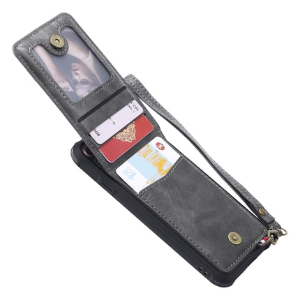 For iPhone 6 Vertical Flip Shockproof Leather Protective Case with Long Rope, Support Card Slots & Bracket & Photo Holder & Wallet Function(Grey)-garmade.com
