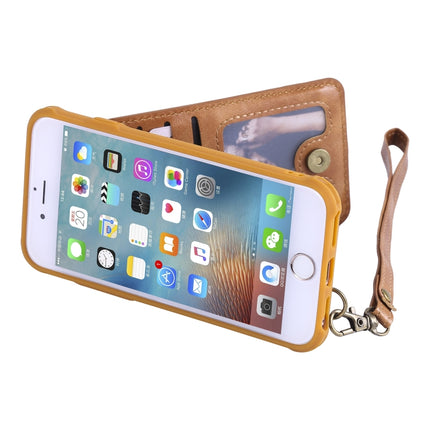 For iPhone 6 Vertical Flip Shockproof Leather Protective Case with Long Rope, Support Card Slots & Bracket & Photo Holder & Wallet Function(Brown)-garmade.com