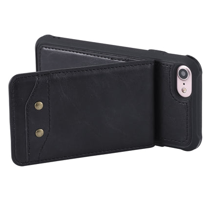 For iPhone 6 Vertical Flip Shockproof Leather Protective Case with Long Rope, Support Card Slots & Bracket & Photo Holder & Wallet Function(Black)-garmade.com
