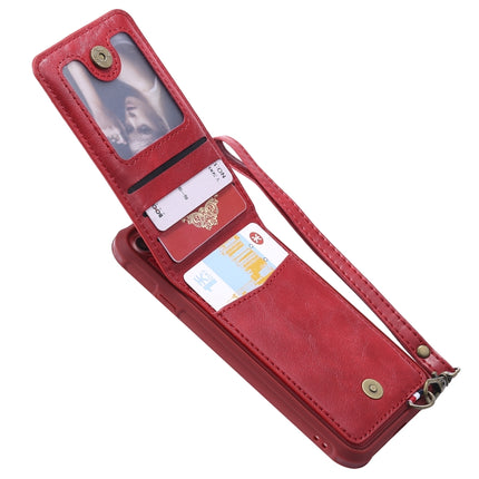 Vertical Flip Shockproof Leather Protective Case with Long Rope, Support Card Slots & Bracket & Photo Holder & Wallet Function(Red)-garmade.com