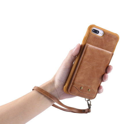 For iPhone 6 Plus Vertical Flip Shockproof Leather Protective Case with Long Rope, Support Card Slots & Bracket & Photo Holder & Wallet Function(Gray)-garmade.com