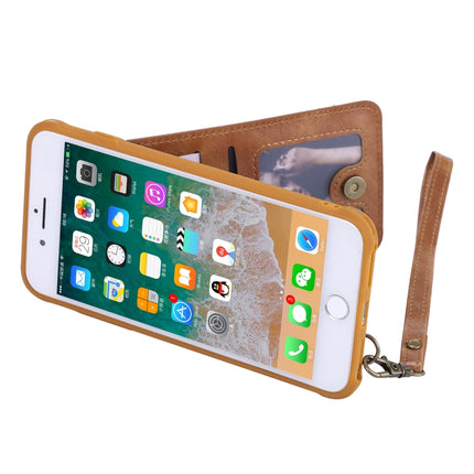 For iPhone 6 Plus Vertical Flip Shockproof Leather Protective Case with Long Rope, Support Card Slots & Bracket & Photo Holder & Wallet Function(Brown)-garmade.com