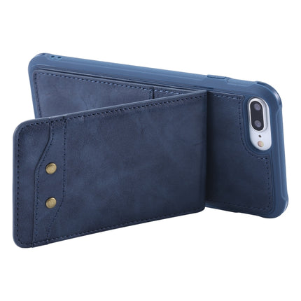For iPhone 6 Plus Vertical Flip Shockproof Leather Protective Case with Long Rope, Support Card Slots & Bracket & Photo Holder & Wallet Function(Blue)-garmade.com