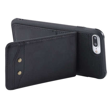 For iPhone 6 Plus Vertical Flip Shockproof Leather Protective Case with Long Rope, Support Card Slots & Bracket & Photo Holder & Wallet Function(Black)-garmade.com