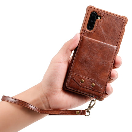 For Galaxy Note 10 Vertical Flip Shockproof Leather Protective Case with Long Rope, Support Card Slots & Bracket & Photo Holder & Wallet Function(咖啡)-garmade.com