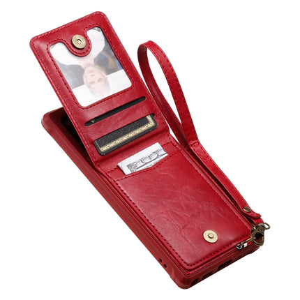 For Galaxy Note 10 Vertical Flip Shockproof Leather Protective Case with Long Rope, Support Card Slots & Bracket & Photo Holder & Wallet Function(Red)-garmade.com