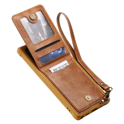 For Galaxy Note 10 Vertical Flip Shockproof Leather Protective Case with Long Rope, Support Card Slots & Bracket & Photo Holder & Wallet Function(Brown)-garmade.com