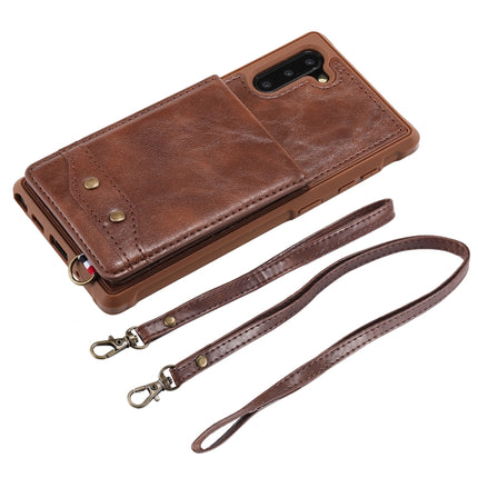 For Galaxy Note 10 Vertical Flip Shockproof Leather Protective Case with Long Rope, Support Card Slots & Bracket & Photo Holder & Wallet Function(Brown)-garmade.com