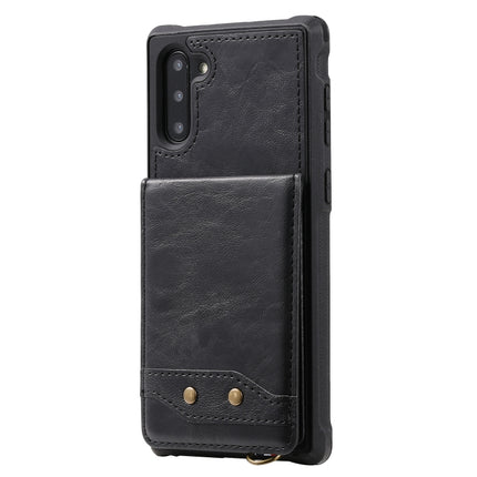 For Galaxy Note 10 Vertical Flip Shockproof Leather Protective Case with Long Rope, Support Card Slots & Bracket & Photo Holder & Wallet Function(Black)-garmade.com