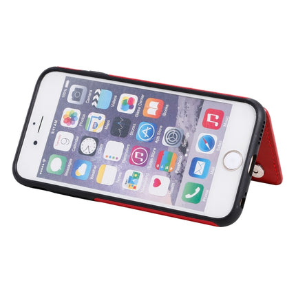 For iPhone 6 Six Cats Embossing Pattern Protective Case with Holder & Card Slots & Photo Frame(Red)-garmade.com