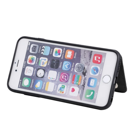 For iPhone 6 Plus Six Cats Embossing Pattern Protective Case with Holder & Card Slots & Photo Frame(Black)-garmade.com