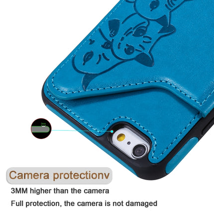 For iPhone 6 Plus Six Cats Embossing Pattern Protective Case with Holder & Card Slots & Photo Frame(Grey)-garmade.com