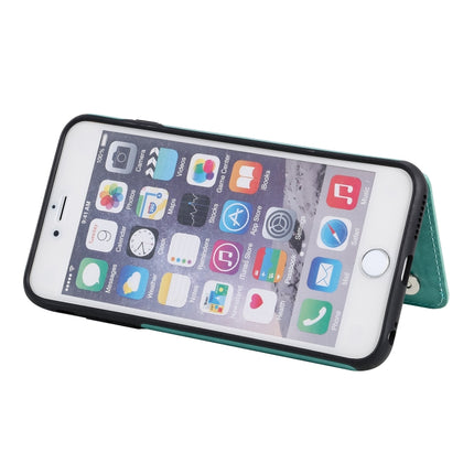 For iPhone 6 Plus Six Cats Embossing Pattern Protective Case with Holder & Card Slots & Photo Frame(Green)-garmade.com