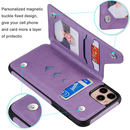 For iPhone 11 Pro Max Six Cats Embossing Pattern Protective Case with Holder & Card Slots & Photo Frame(Blue)-garmade.com