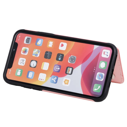 For iPhone 11 Pro Six Cats Embossing Pattern Protective Case with Holder & Card Slots & Photo Frame(Rose Gold)-garmade.com