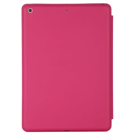 For iPad 10.2 Horizontal Flip Smart Leather Case with Three-folding Holder(Rose Red)-garmade.com