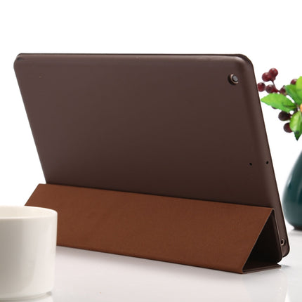 For iPad 10.2 Horizontal Flip Smart Leather Case with Three-folding Holder(Dark Brown)-garmade.com