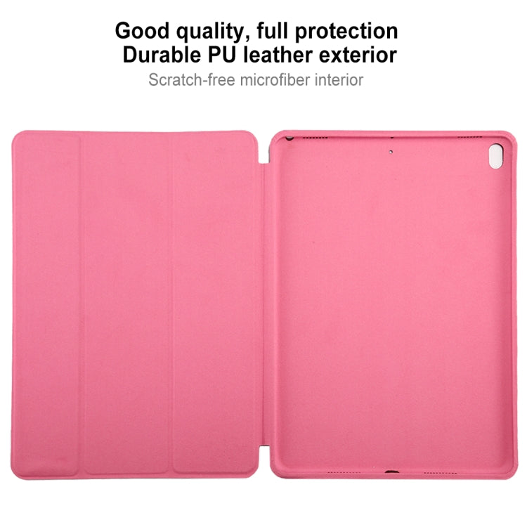 For iPad Air 3 10.5 inch Horizontal Flip Smart Leather Case with Three-folding Holder(Rose Red)-garmade.com