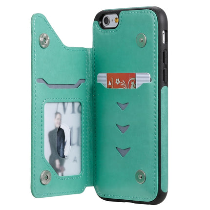 For iPhone 6s / 6 Skull Head Embossing Pattern Shockproof Protective Case with Holder & Card Slots & Wallet(Green)-garmade.com