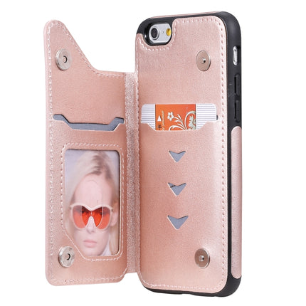 For iPhone 6s / 6 Skull Head Embossing Pattern Shockproof Protective Case with Holder & Card Slots & Wallet(Rose Gold)-garmade.com