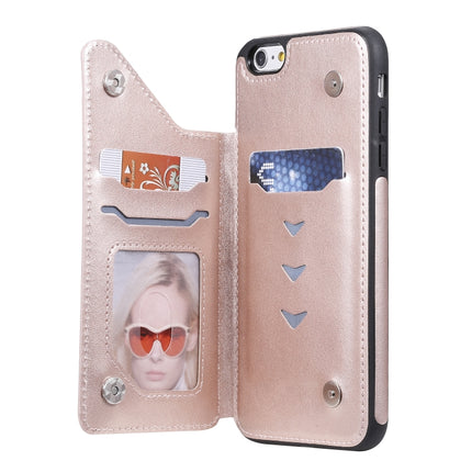 For iPhone 6s Plus / 6 Plus Skull Head Embossing Pattern Shockproof Protective Case with Holder & Card Slots & Wallet(Rose Gold)-garmade.com
