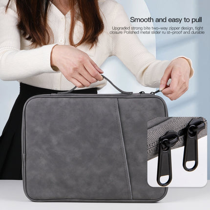 For 9.7-11 inch Laptop Portable Sheepskin Texture Leather Bag(Grey)-garmade.com