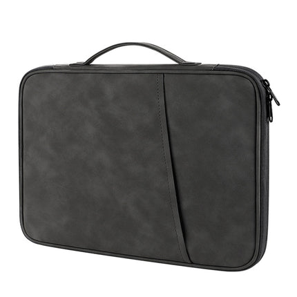 For 9.7-11 inch Laptop Portable Sheepskin Texture Leather Bag(Grey)-garmade.com