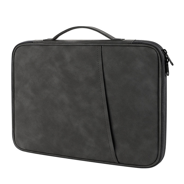 For 12.9-13 inch Laptop Portable Sheepskin Texture Leather Bag(Grey)-garmade.com