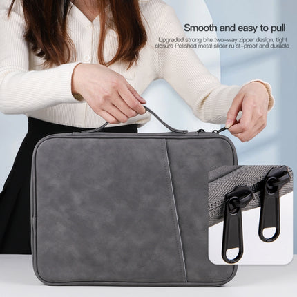 For 12.9-13 inch Laptop Portable Sheepskin Texture Leather Bag(Grey)-garmade.com