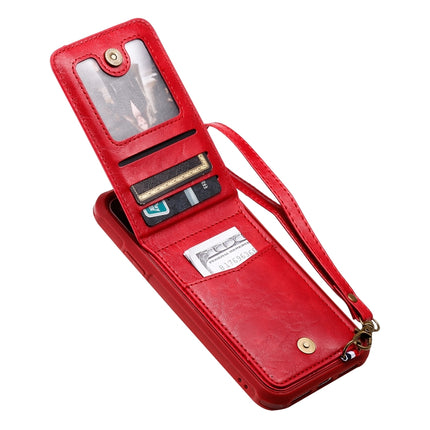 Vertical Flip Shockproof Leather Protective Case with Short Rope, Support Card Slots & Bracket & Photo Holder & Wallet Function(Red)-garmade.com