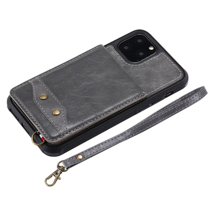 For iPhone 11 Pro Vertical Flip Shockproof Leather Protective Case with Short Rope, Support Card Slots & Bracket & Photo Holder & Wallet Function(Coffee)-garmade.com