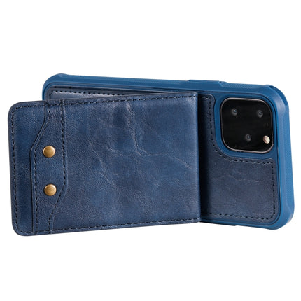 For iPhone 11 Pro Vertical Flip Shockproof Leather Protective Case with Short Rope, Support Card Slots & Bracket & Photo Holder & Wallet Function(Blue)-garmade.com