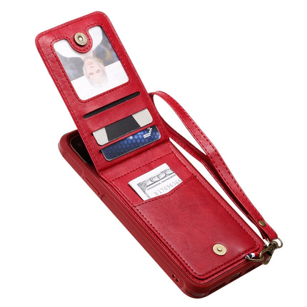For iPhone 11 Pro Max Vertical Flip Shockproof Leather Protective Case with Short Rope, Support Card Slots & Bracket & Photo Holder & Wallet Function(Red)-garmade.com