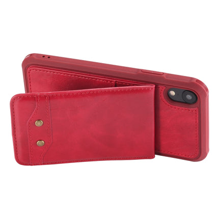 For iPhone XR Vertical Flip Shockproof Leather Protective Case with Short Rope, Support Card Slots & Bracket & Photo Holder & Wallet Function(Red)-garmade.com