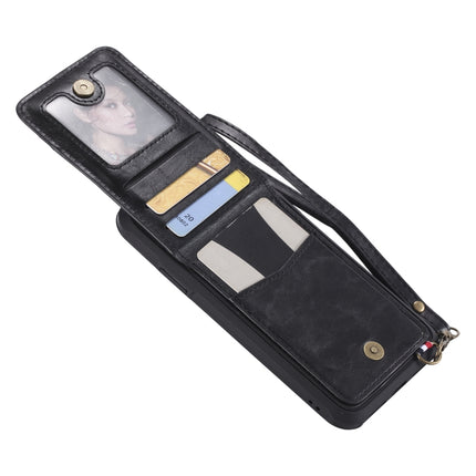 For iPhone XR Vertical Flip Shockproof Leather Protective Case with Short Rope, Support Card Slots & Bracket & Photo Holder & Wallet Function(Black)-garmade.com